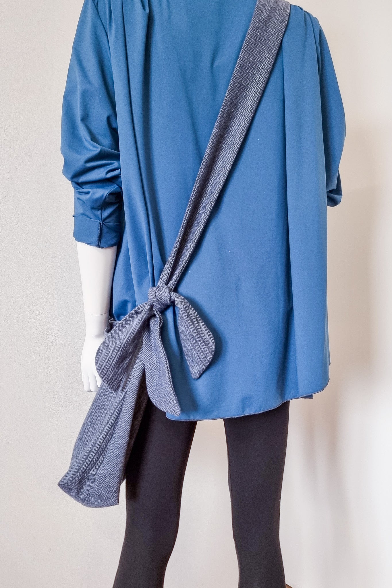 Sasha Bag in Blue Herringbone Wool