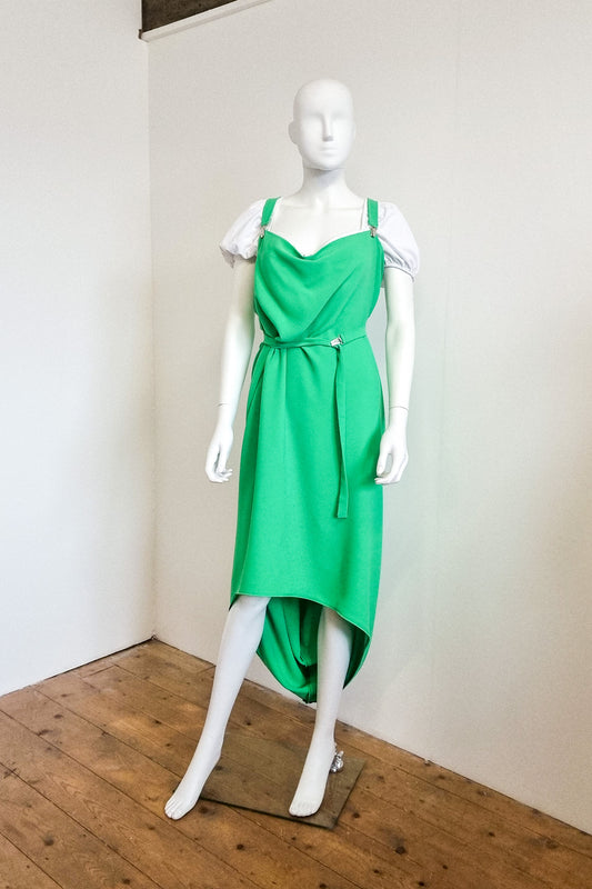 Rachel Braces Dress, Calf Length - Sea Green