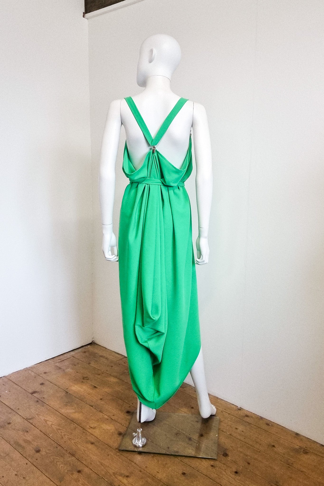 Rachel Braces Dress, Calf Length - Sea Green