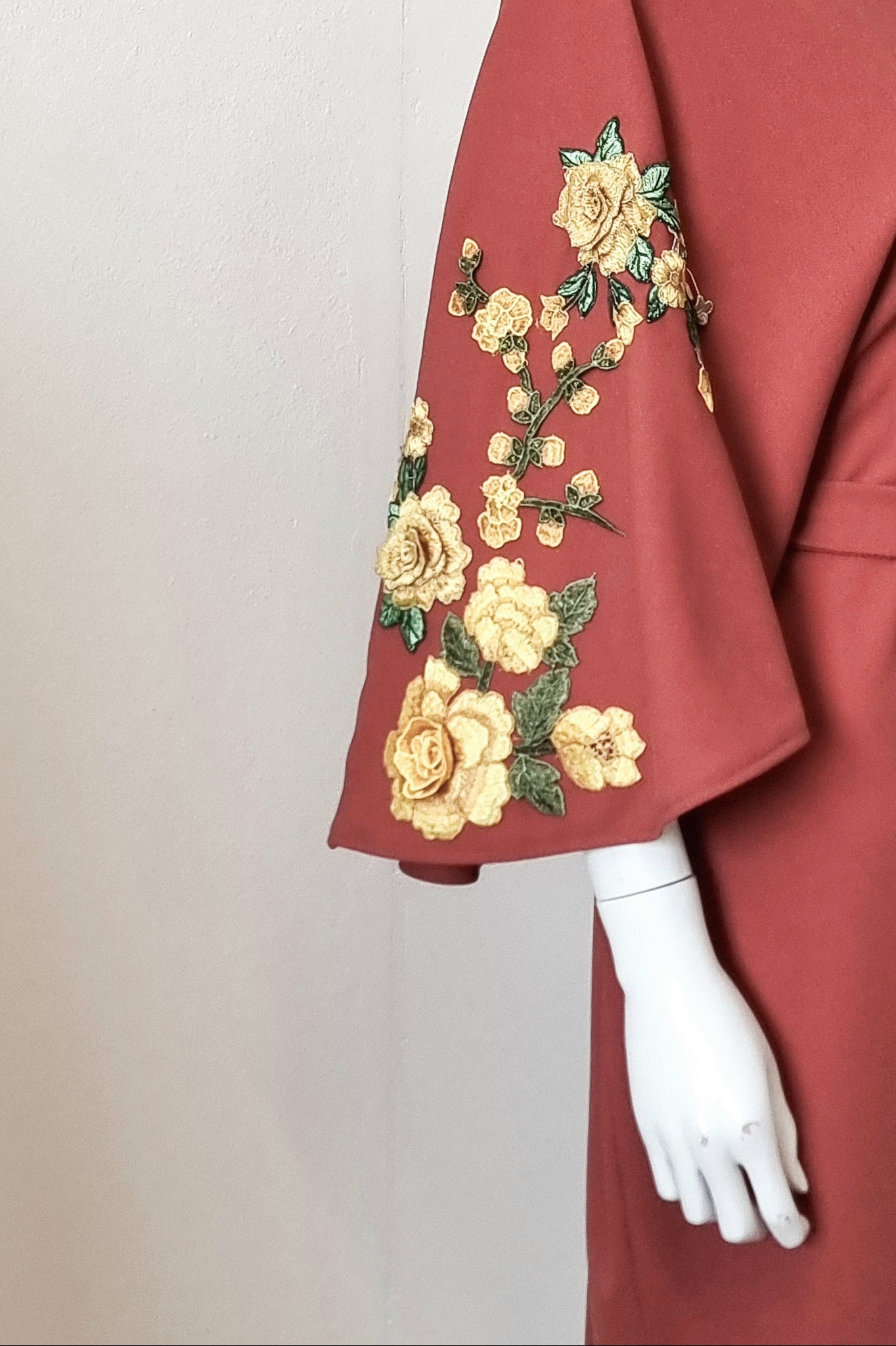 Floral Embroidered Zelda Dress - Terracotta & Yellow