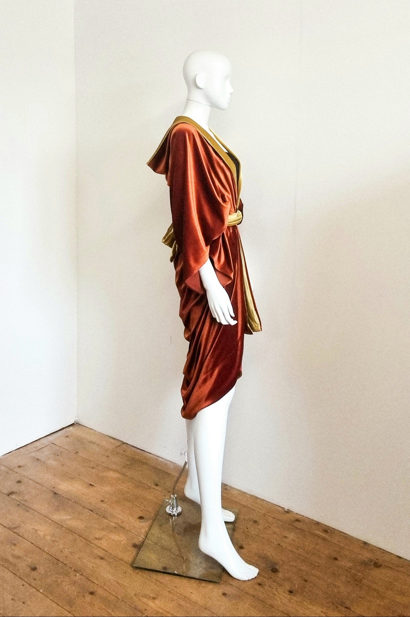 Ophelia Contrast Midi - Rust & Gold Velvet