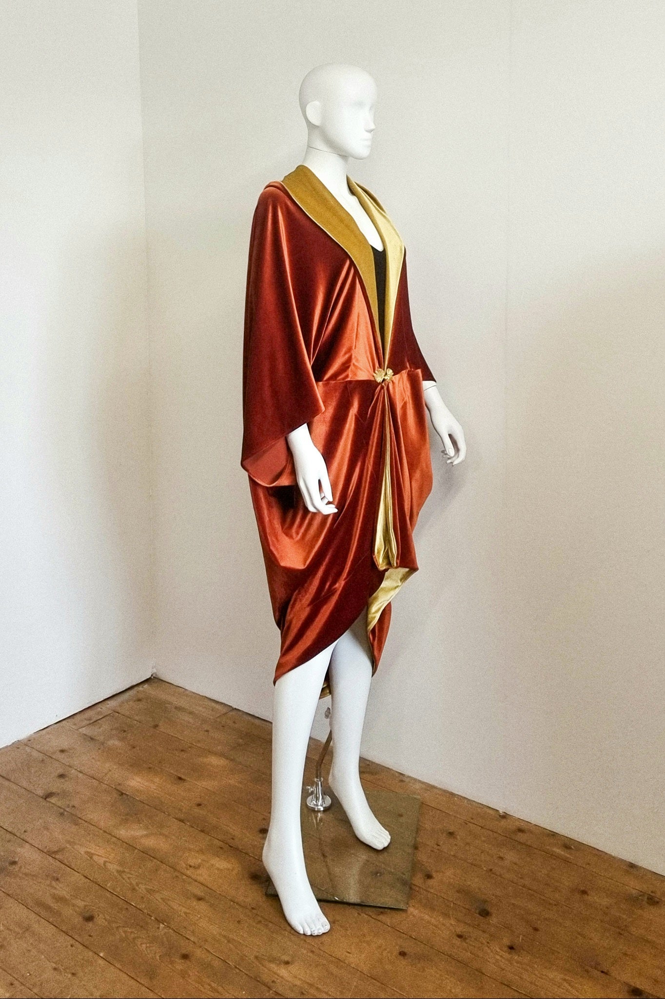 Ophelia Contrast Midi - Rust & Gold Velvet