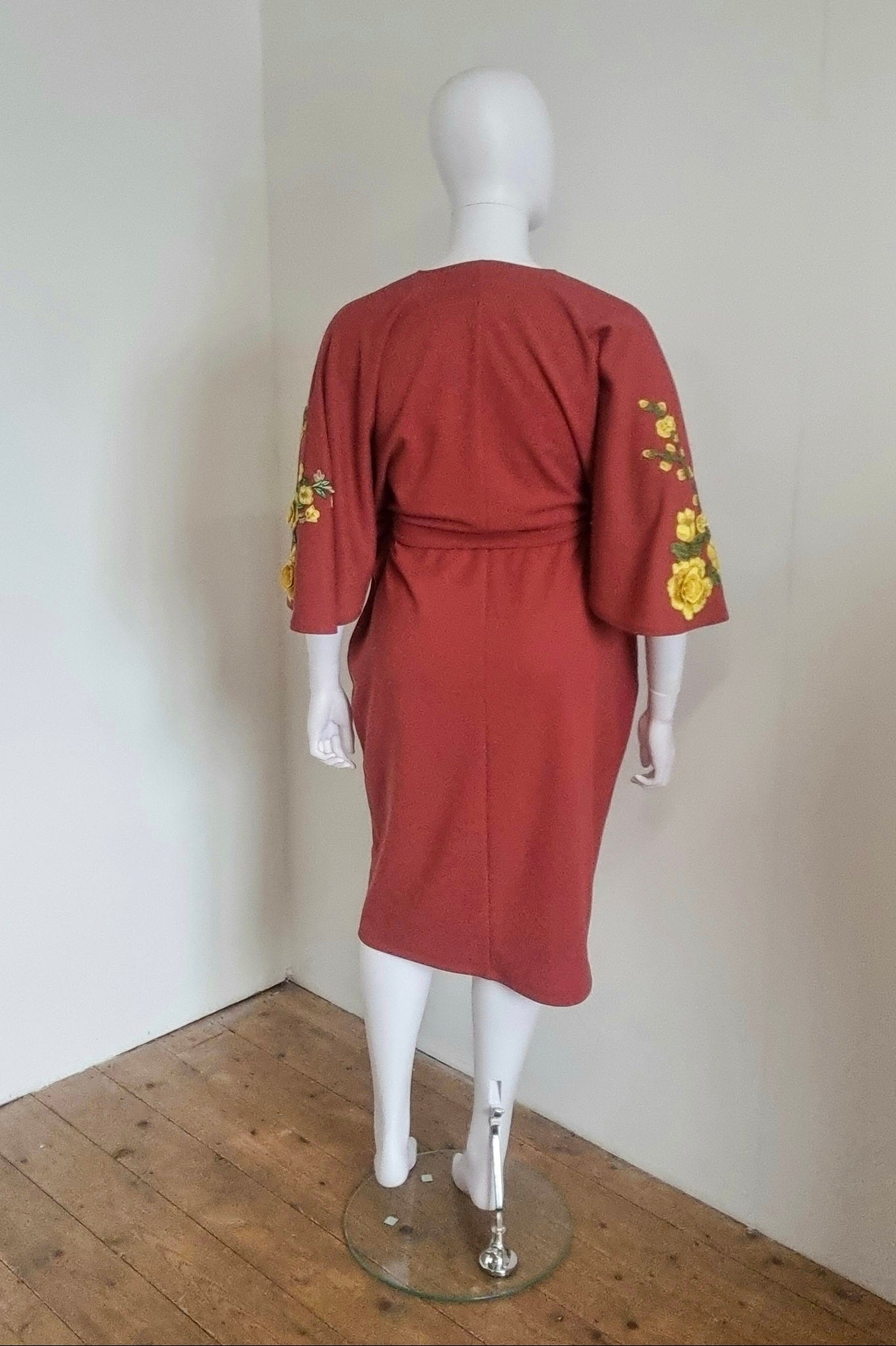 Floral Embroidered Zelda Dress - Terracotta & Yellow