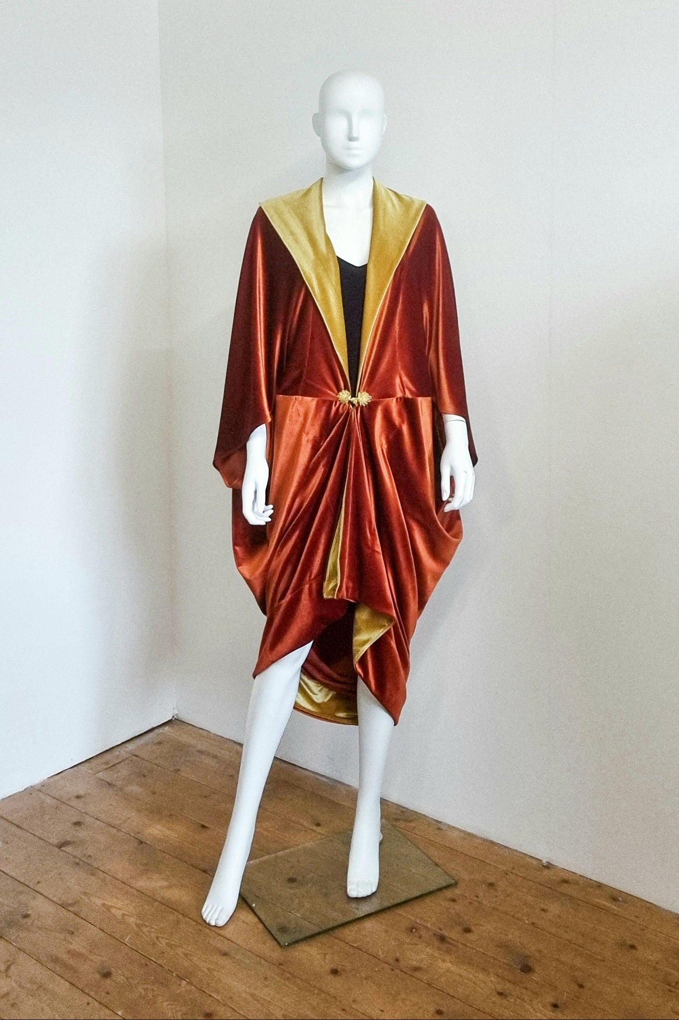 Ophelia Contrast Midi - Rust & Gold Velvet