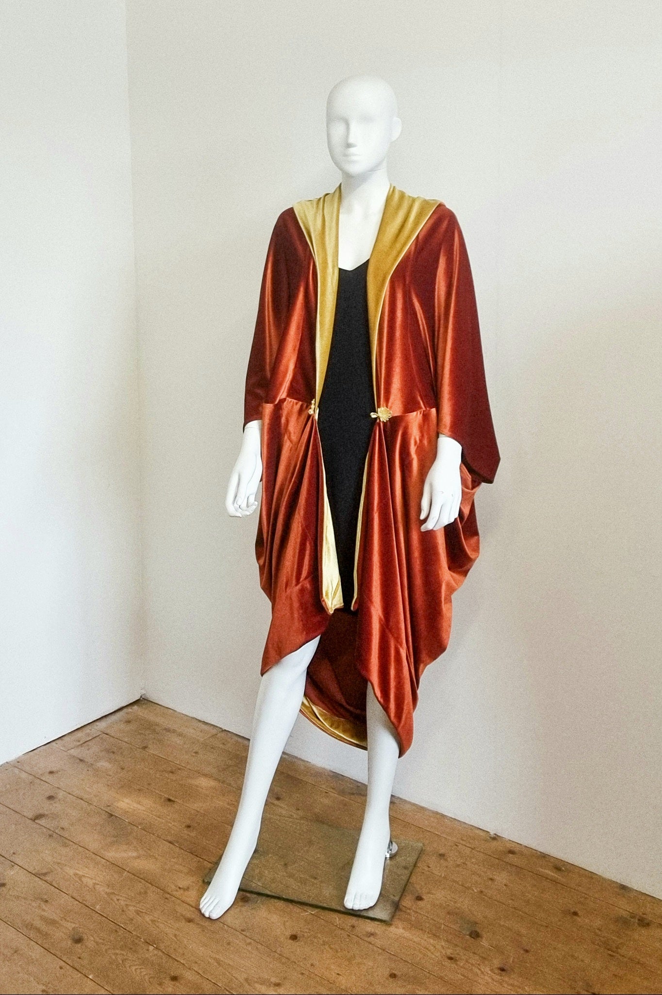 Ophelia Contrast Midi - Rust & Gold Velvet