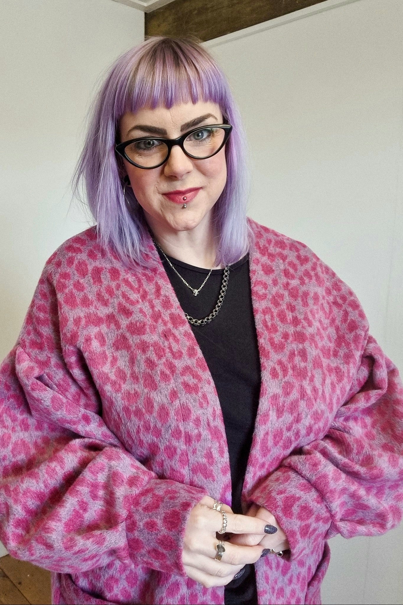 Babs Cardigan - Pink Leopard