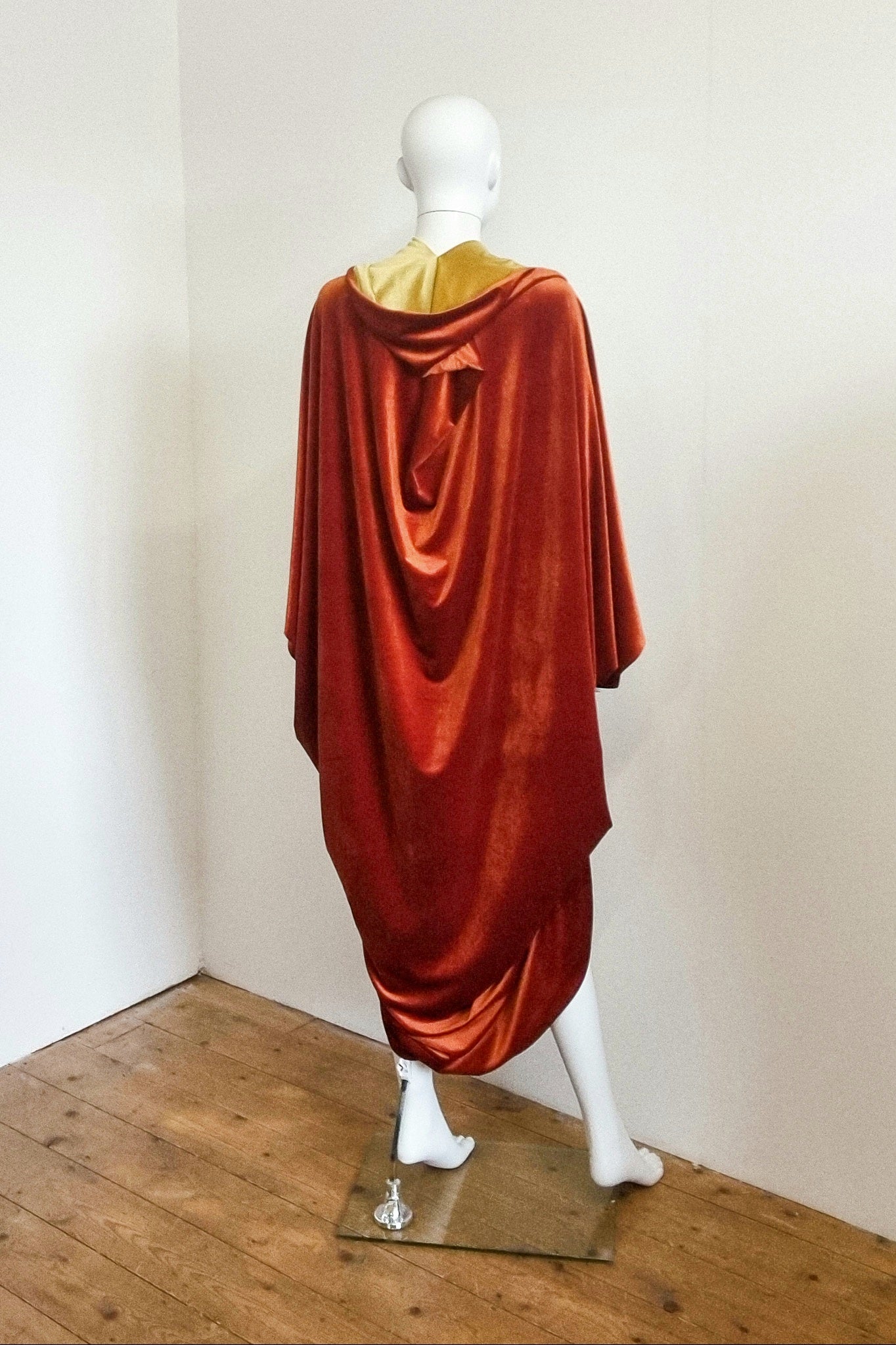 Ophelia Contrast Midi - Rust & Gold Velvet