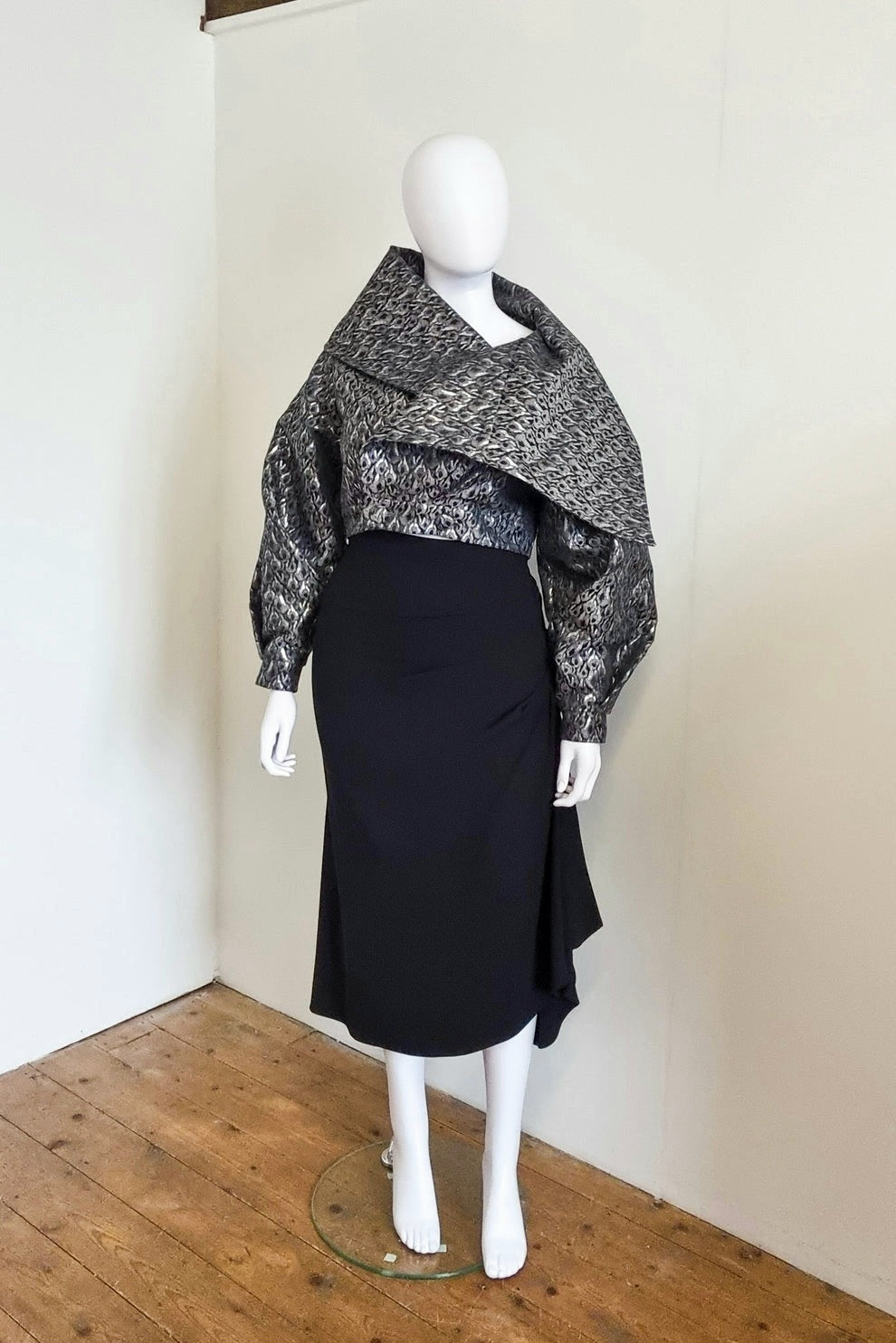 Lileth Coat - Silver/Grey Metallic Leopard