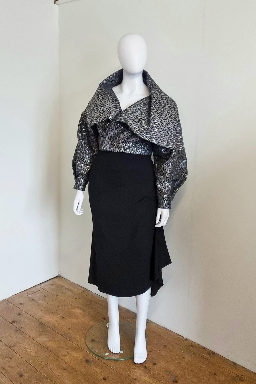 Lileth Coat - Silver/Grey Metallic Leopard