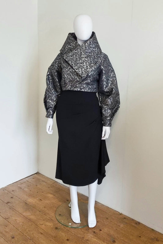 Lileth Coat - Silver/Grey Metallic Leopard