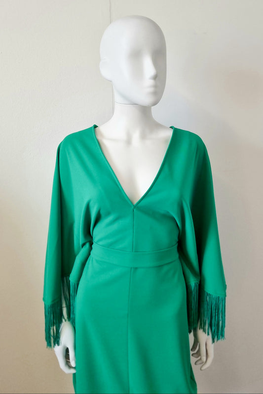 Fringed Zelda Dress - Grass Green