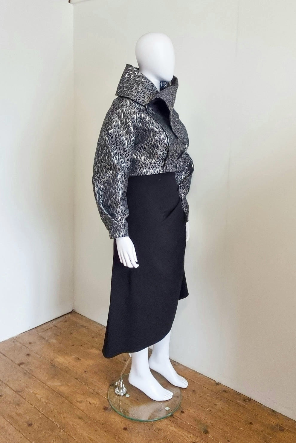 Lileth Coat - Silver/Grey Metallic Leopard