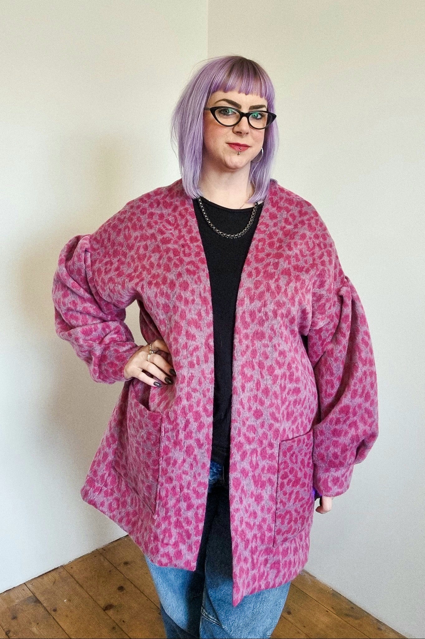 Babs Cardigan - Pink Leopard